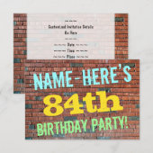 Brick Wall Graffiti geïnspireerd op 84ste verjaard Kaart (Voorkant / Achterkant)