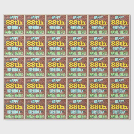 Brick Wall Graffiti geïnspireerd op 88ste verjaard Cadeaupapier (Vlak)