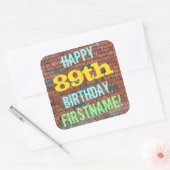 Brick Wall Graffiti geïnspireerd op 89e verjaardag Vierkante Sticker (Envelop)