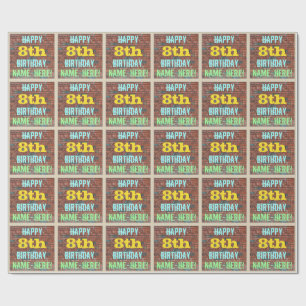 Brick Wall Graffiti geïnspireerd op 8e verjaardag Cadeaupapier