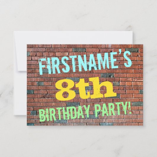 Brick Wall Graffiti geïnspireerd op 8e verjaardag Kaart (Voorkant)
