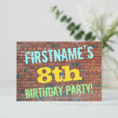 Brick Wall Graffiti geïnspireerd op 8e verjaardag Kaart (Staand voorkant)