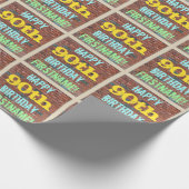 Brick Wall Graffiti geïnspireerd op 90e verjaardag Cadeaupapier (Hoek)