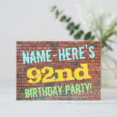 Brick Wall Graffiti geïnspireerd op 92e verjaardag Kaart (Staand voorkant)
