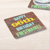 Brick Wall Graffiti geïnspireerd op 96e verjaardag Vierkante Kartonnen Onderzetter (Schuin)