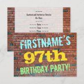 Brick Wall Graffiti geïnspireerd op 97e verjaardag Kaart (Voorkant / Achterkant)