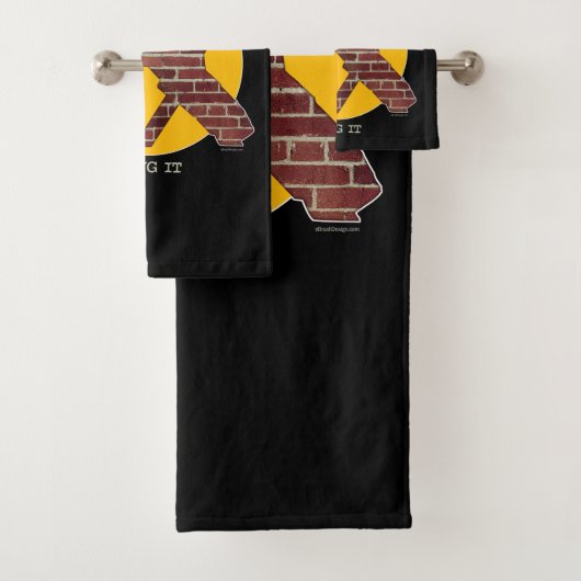 Brick Wall Hockey Goalie Bath Towel Set Bad Handdoek (Insitu)