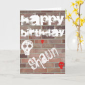 Brick Wall Kaart, Sculls en Chalk Writing Kaart (Gele Bloem)