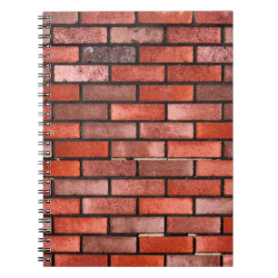 Brick wall met rode steen, rode baksteen achtergro notitieboek
