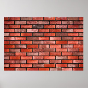 Brick wall met rode steen, rode baksteen achtergro poster