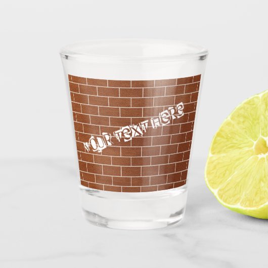 Brick Wall Shot Glass met aangepaste tekst Glas (Voorkant)