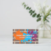 Brick Wall Splattered Paint Painting Visitekaartje (Staand voorkant)