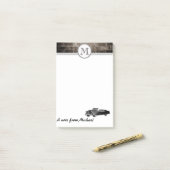 Brick wall stijlvol oude auto monogram post-it® notes (Op bureau)