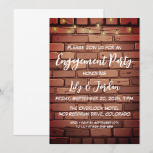 Brick wall string lichten achtertuin verlovingsfee kaart