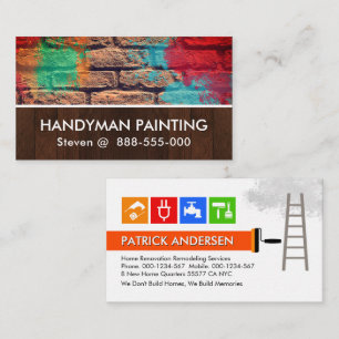 Brick Wall Wood Layer Paint Splatter Visitekaartje