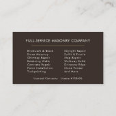 Bricklayer Brick Masonry Contractor Company Visitekaartje (Achterkant)