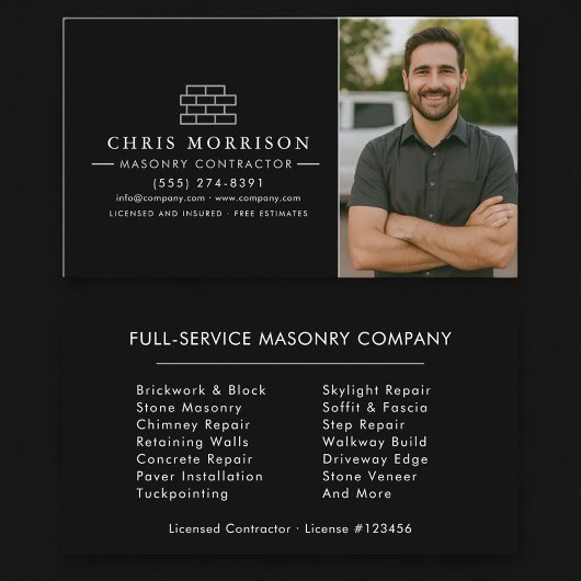 Bricklayer Brick Masonry Photo Construction Visitekaartje