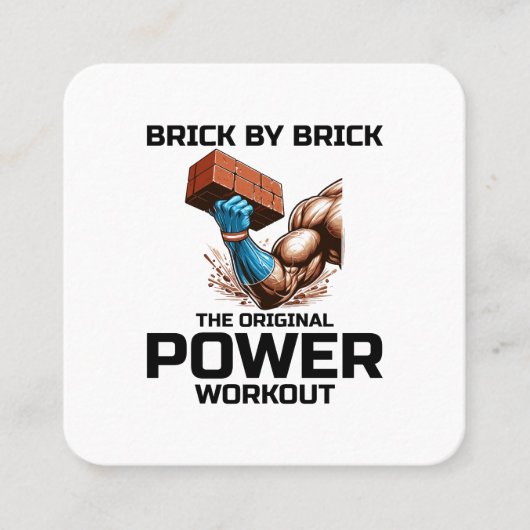 Bricklayer Bricklay Humor Power Workout Grappig Vierkante Visitekaartje (Voorkant)