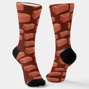 Bricklayer Construction Worker Brown Brick Pattern Sokken