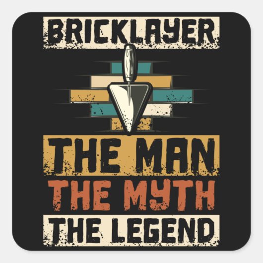 Bricklayer het Man de mythe de leeuw Vierkante Sticker (Voorkant)