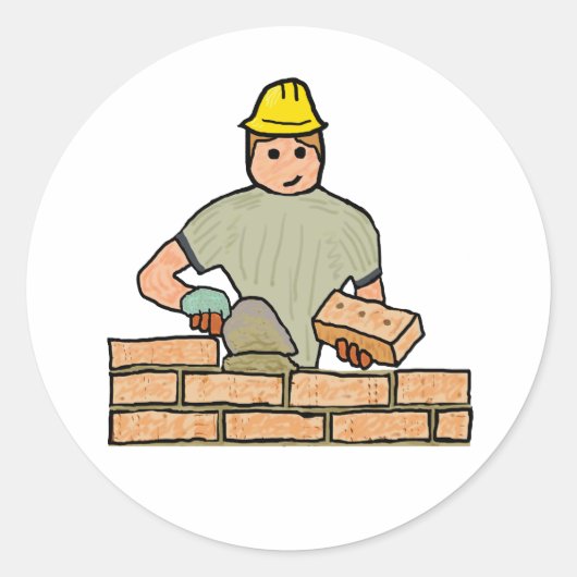 Bricklayer Ronde Sticker (Voorkant)