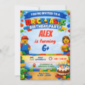 Bricks Colorful Boy Birthday Party Invitation (Devant)