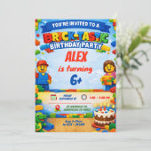 Bricks Colorful Boy Birthday Party Invitation (Debout devant)