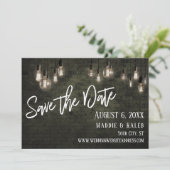 Bricks en Edison Lights Bewaar de datum w / Detail Save The Date (Staand voorkant)