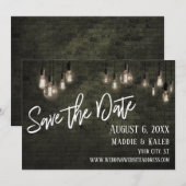 Bricks en Edison Lights Bewaar de datum w / Detail Save The Date (Voorkant / Achterkant)