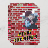 Bricks Masonry Stone Worker blokkeert kerstfoto Kaart (Voorkant / Achterkant)