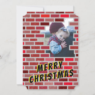 Bricks Masonry Stone Worker blokkeert kerstfoto Kaart