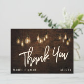 Bricks met Edison-lampjes, industriële Vibe Bedankkaart (Staand voorkant)