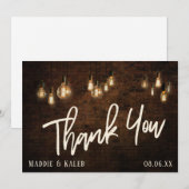 Bricks met Edison-lampjes, industriële Vibe Bedankkaart (Voorkant / Achterkant)