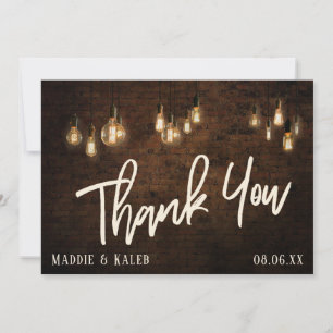 Bricks met  Edison-lampjes, industriële Vibe Bedankkaart