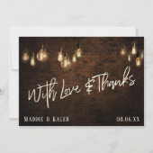 Bricks met  Edisonverlichting met liefde en Bedank Bedankkaart (Voorkant)