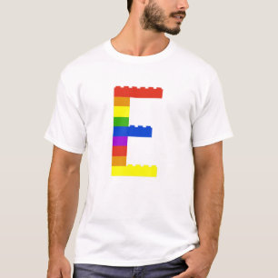 Bricks Thema Letter E Monogram Naam Initiaal Press T-shirt