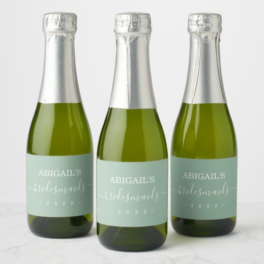 Bridal Bachelorette Bridal Party Sage Green Sparkling Wijnetiket (Flessen)