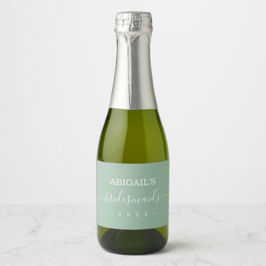 Bridal Bachelorette Bridal Party Sage Green Sparkling Wijnetiket (Voorkant)