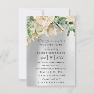 Bridal Birthday Flower Gold Mint Silver Grey Paint Kaart