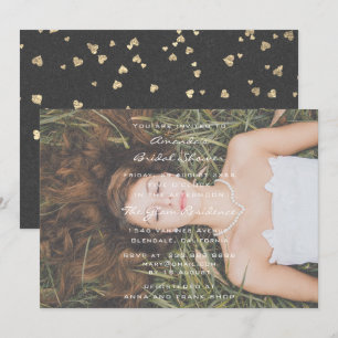 Bridal Birthday Party Photo Gray Grunge Confetti Kaart