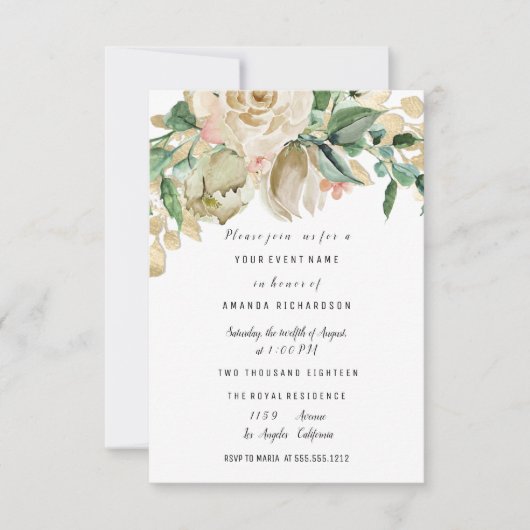 Bridal Birthday Roos Paint Floral Mermaid Kaart (Voorkant)