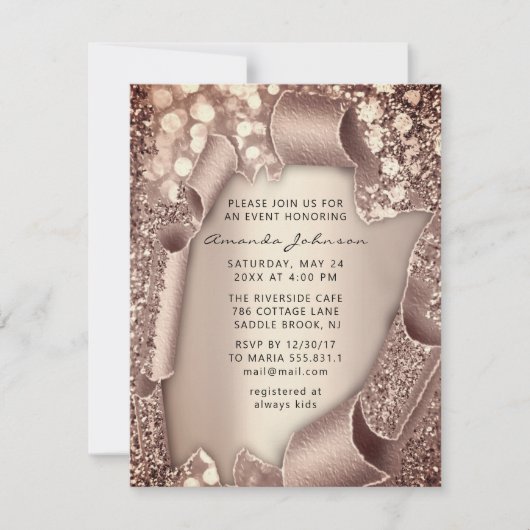 Bridal Birthday SWEET 16e Roos Gold 3D Glitter Kaart (Voorkant)