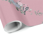 Bridal Blue Hydrangeas en vogels op roze Cadeaupapier (Rol Hoek)