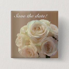 Bridal bouquet in gebroken wit vierkante button 5,1 cm