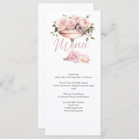 Bridal Brunch, Bridal shower, floral, elegant Menu (Voorkant / Achterkant)
