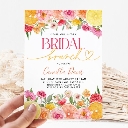 Bridal Brunch Bright Citrus Lemon Vrijgezellenfees Kaart