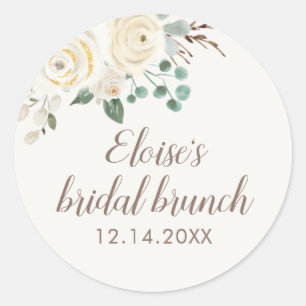 Bridal Brunch Dreamweaver White Floral Favor Stick Ronde Sticker