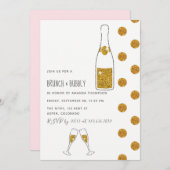 Bridal Brunch en Bubble Wedding Shower Invitation Kaart (Voorkant / Achterkant)