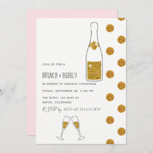 Bridal Brunch en Bubble Wedding Shower Invitation Kaart