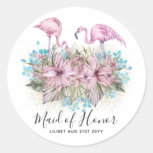 Bridal BUDGET FLAMINGOS Ronde Sticker (Voorkant)